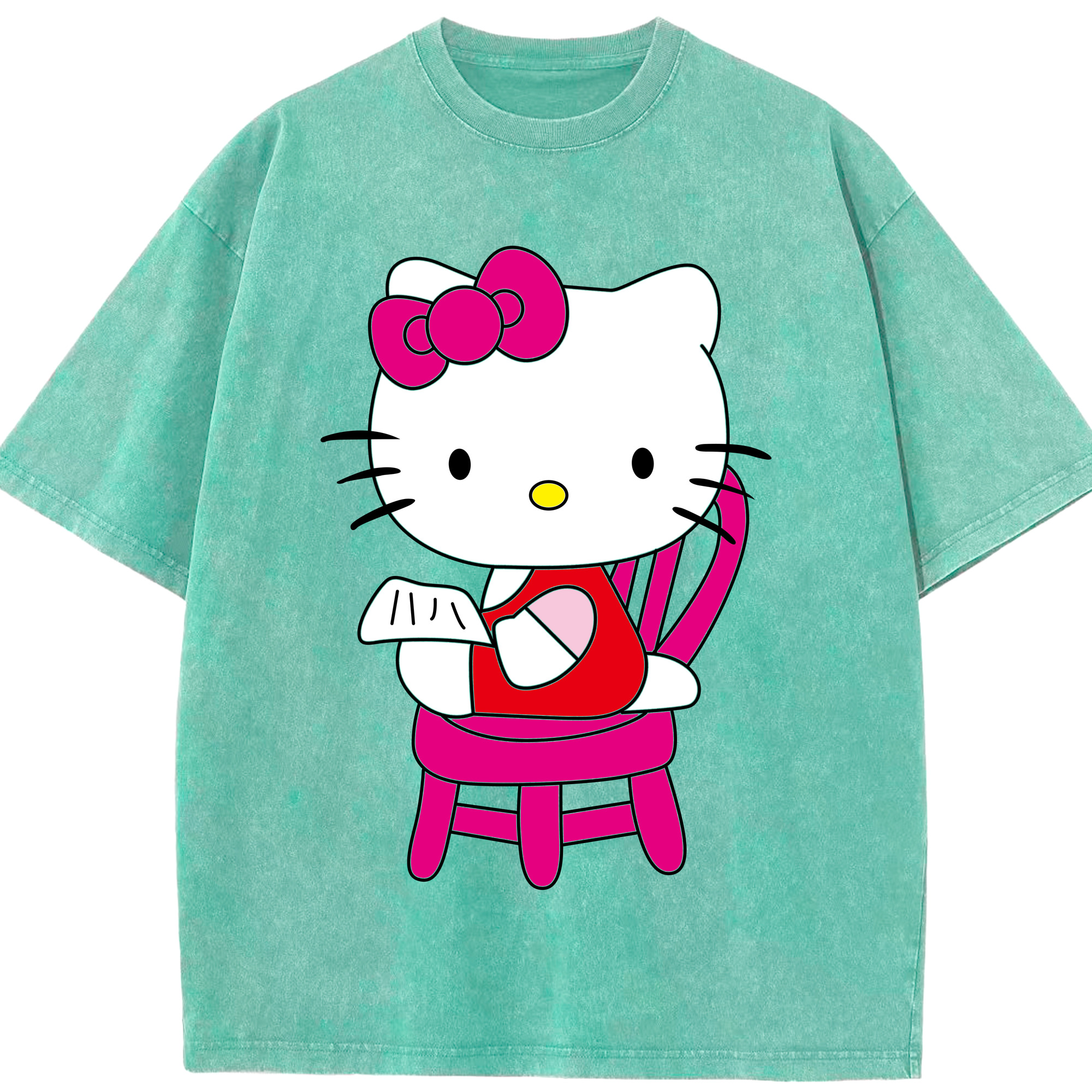 （画像用） Hello Kitty ハローキティ 綿100% ヴィンテージ風 半袖Tシャツ（フロントプリント）